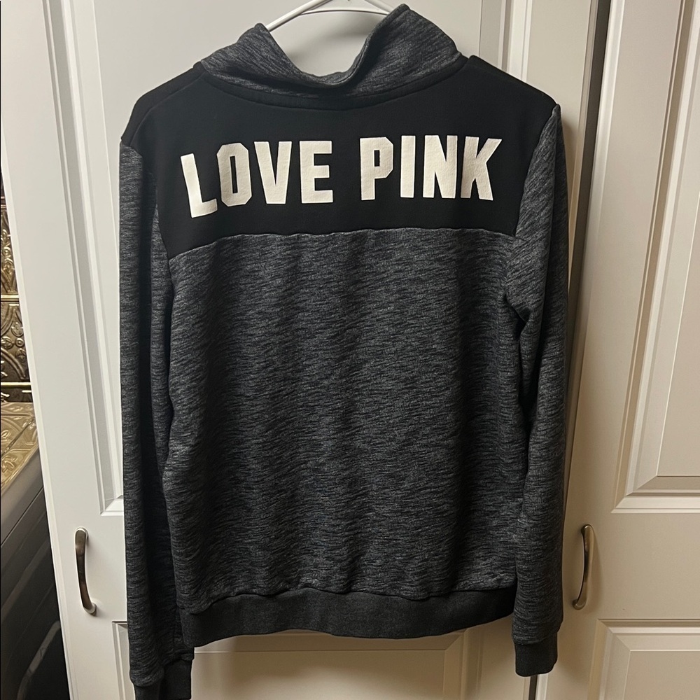 PINK Victoria's Secret Black Heathered Quarter Zip, Large - Picture 4 of 4